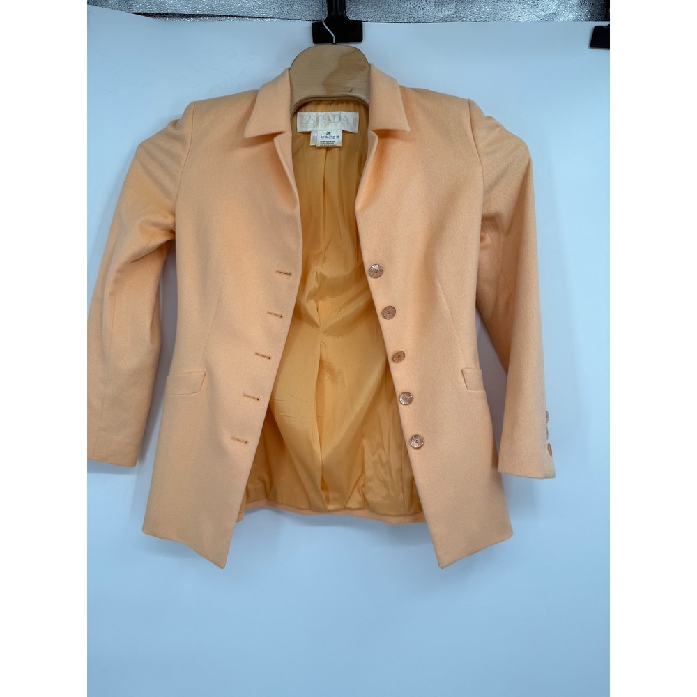 Vintage ESCADA‎ MARGARETHA LEY Wool Blazer Jacket Peach Sz 36